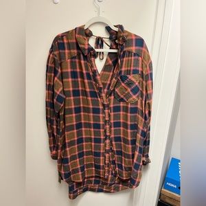 Free people plaid oversized shirt